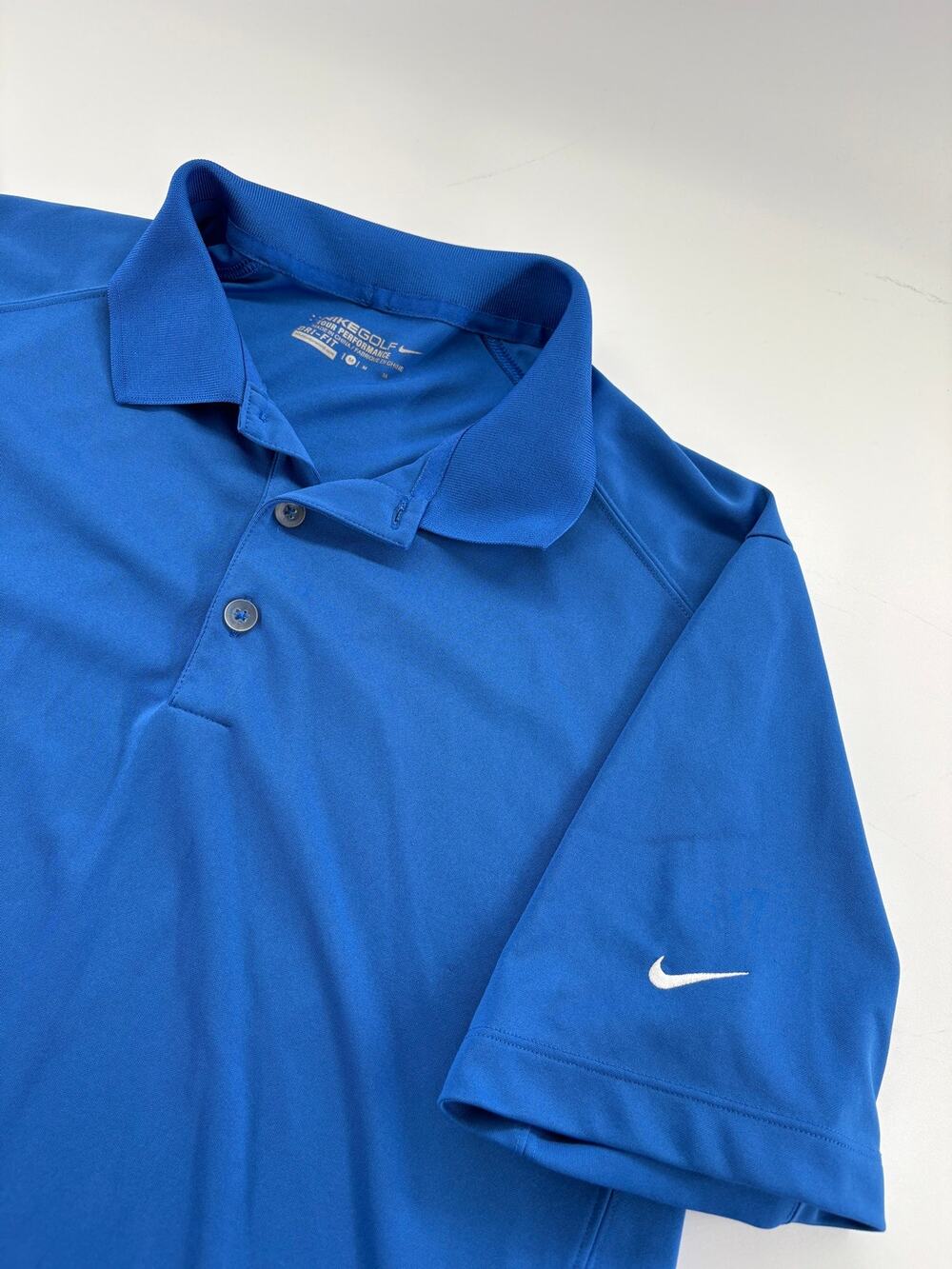 Nike Golf Tour Performance Dri-Fit Men's M Blue Polo Shirt Short Sleeve Swoosh